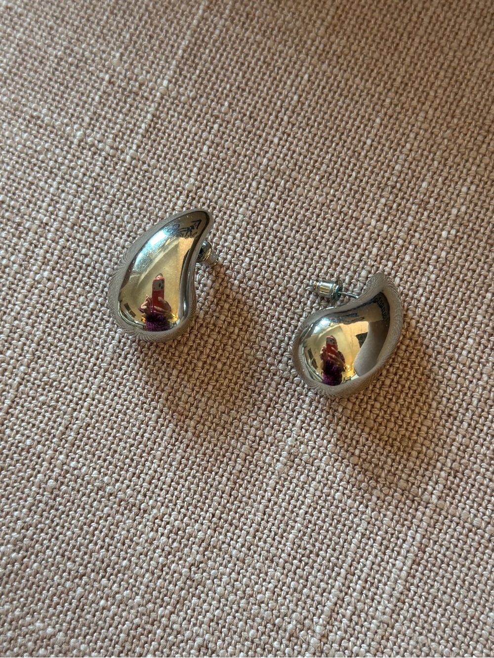 Anthropologie Silver Bean Shaped Earrings